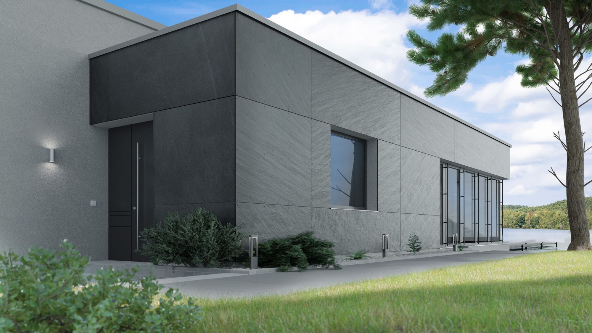 Modernes Haus mit MAGOG VENEO Slatepanel® Optik.